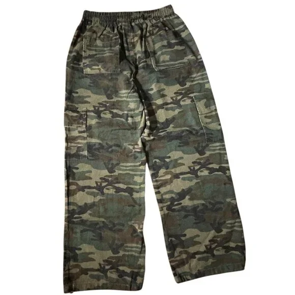 Mens Y2K Camouflage Cargo Pants Elastic Waist Drawstring100% Cotton Size Large - Picture 2 of 12